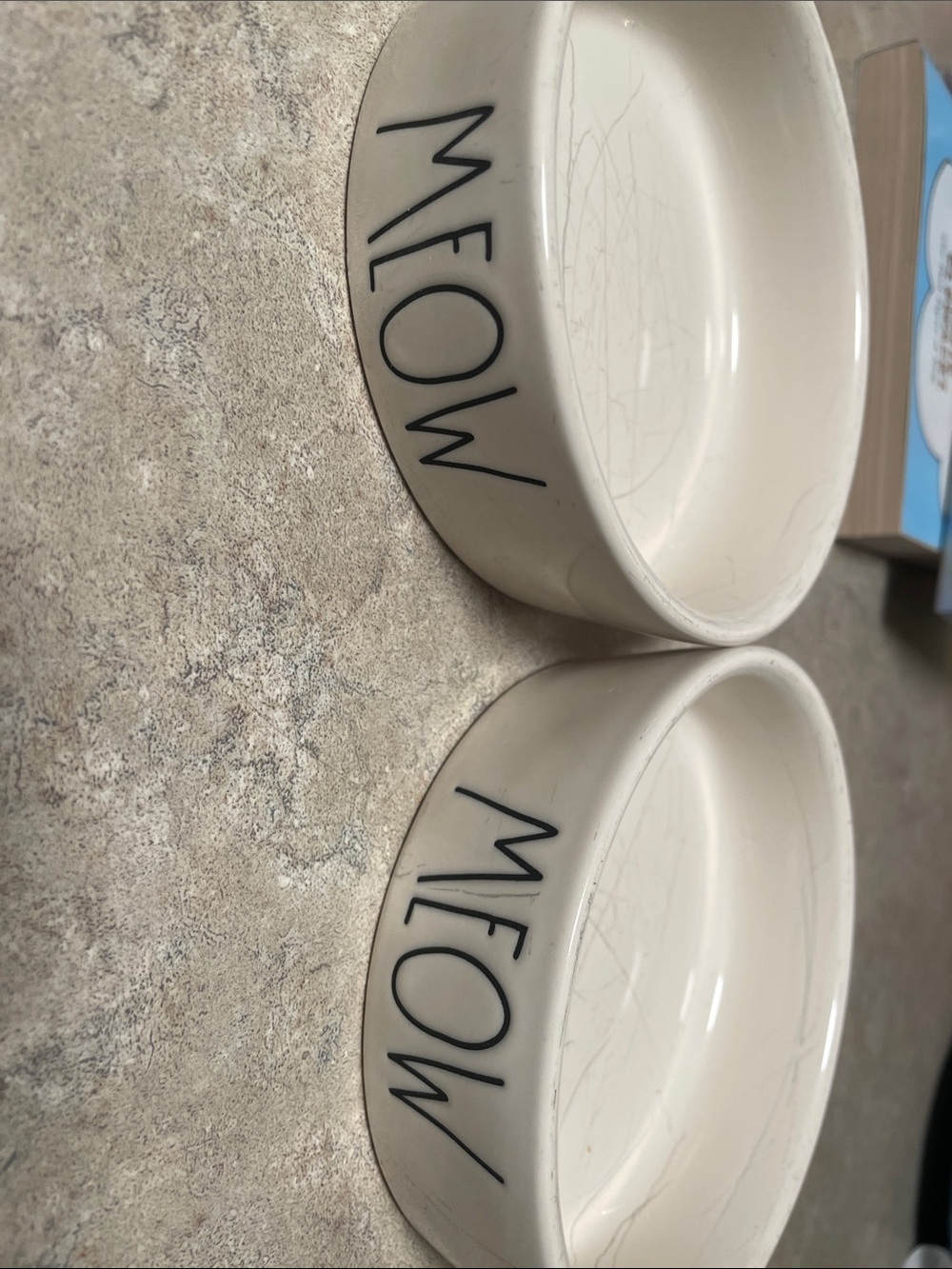 Rae Dunn Cream Ceramic Pet Bowls with MEOW Lettering - Set of 2